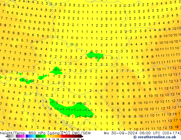 Height/Temp. 850 hPa CMC/GEM Mo 30.09.2024 06 UTC