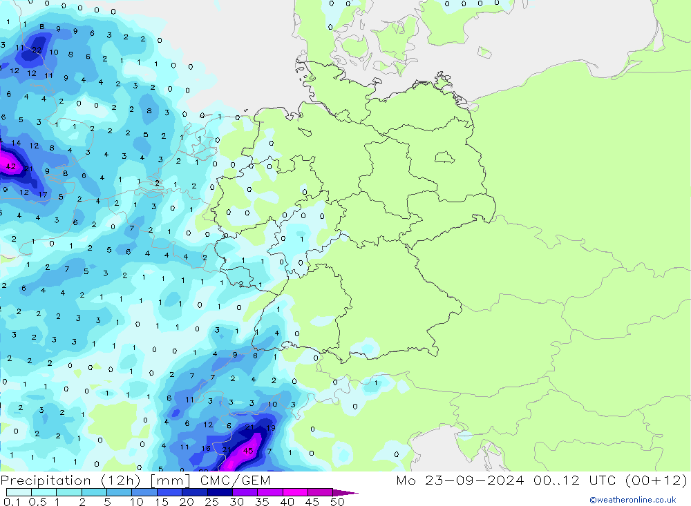 Nied. akkumuliert (12Std) CMC/GEM Mo 23.09.2024 12 UTC