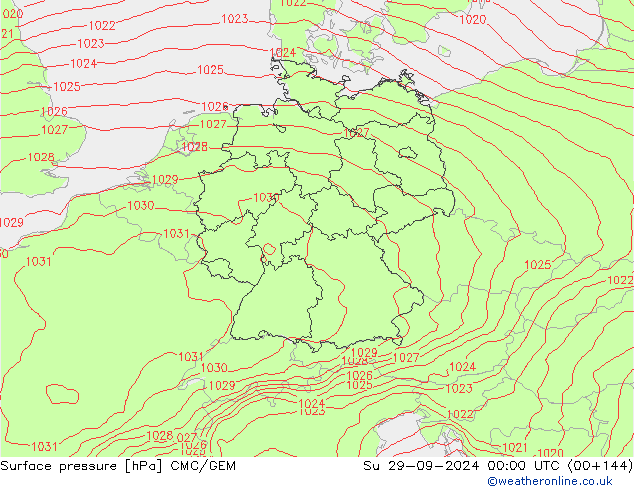 Atmosférický tlak CMC/GEM Ne 29.09.2024 00 UTC