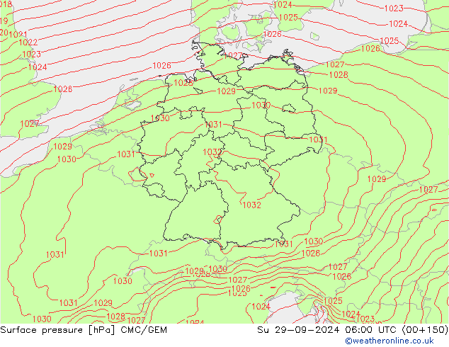 pression de l'air CMC/GEM dim 29.09.2024 06 UTC