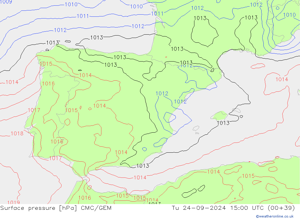 приземное давление CMC/GEM вт 24.09.2024 15 UTC