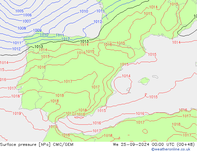 Surface pressure CMC/GEM We 25.09.2024 00 UTC