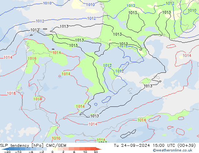 тенденция давления CMC/GEM вт 24.09.2024 15 UTC