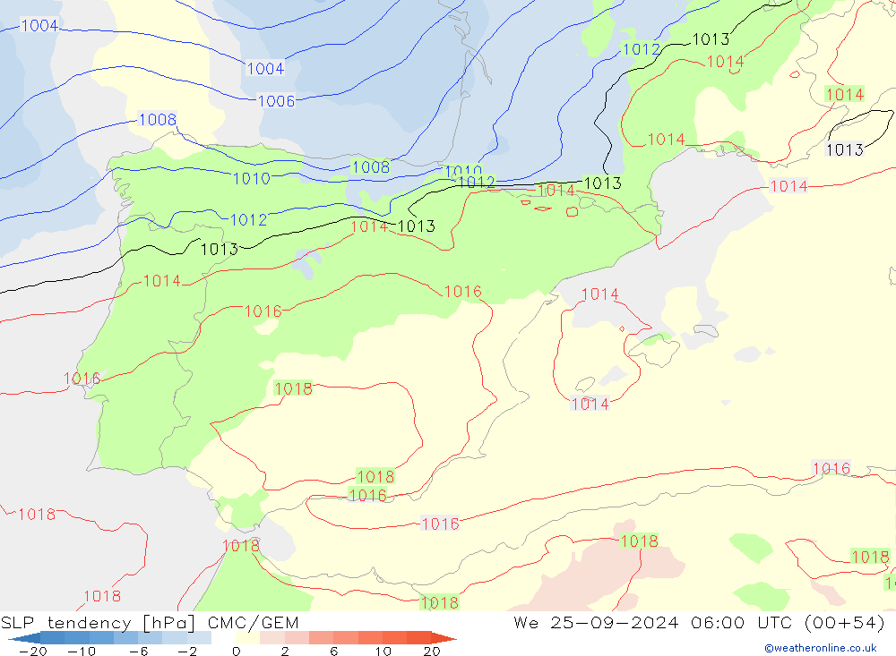 SLP tendency CMC/GEM We 25.09.2024 06 UTC