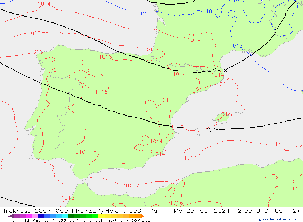 Theta-e 850hPa CMC/GEM Mo 23.09.2024 12 UTC