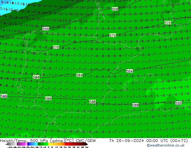 Height/Temp. 500 hPa CMC/GEM gio 26.09.2024 00 UTC