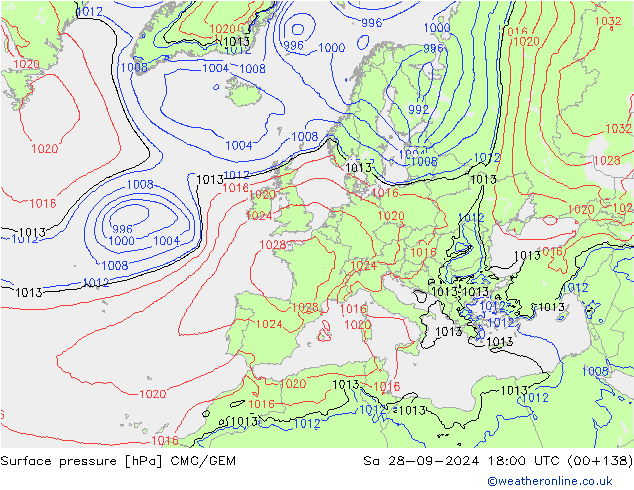 pression de l'air CMC/GEM sam 28.09.2024 18 UTC