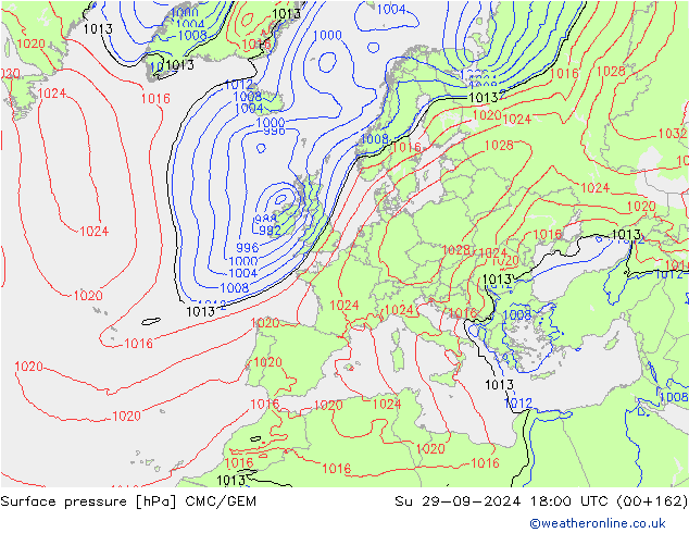 Luchtdruk (Grond) CMC/GEM zo 29.09.2024 18 UTC