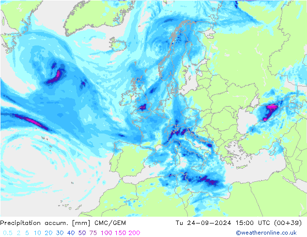 Precipitation accum. CMC/GEM Tu 24.09.2024 15 UTC