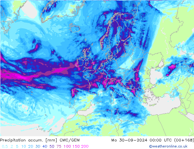 Precipitation accum. CMC/GEM Seg 30.09.2024 00 UTC