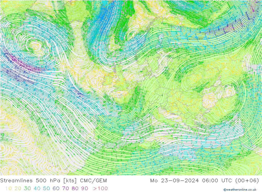 风 500 hPa CMC/GEM 星期一 23.09.2024 06 UTC