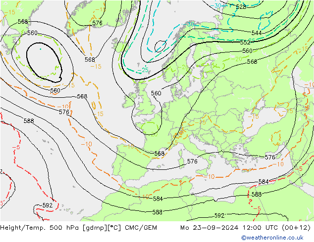 Height/Temp. 500 hPa CMC/GEM  23.09.2024 12 UTC