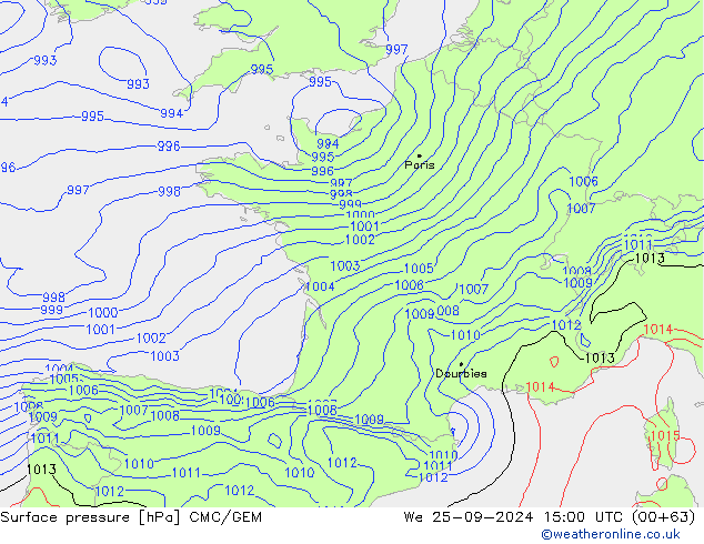 ciśnienie CMC/GEM śro. 25.09.2024 15 UTC