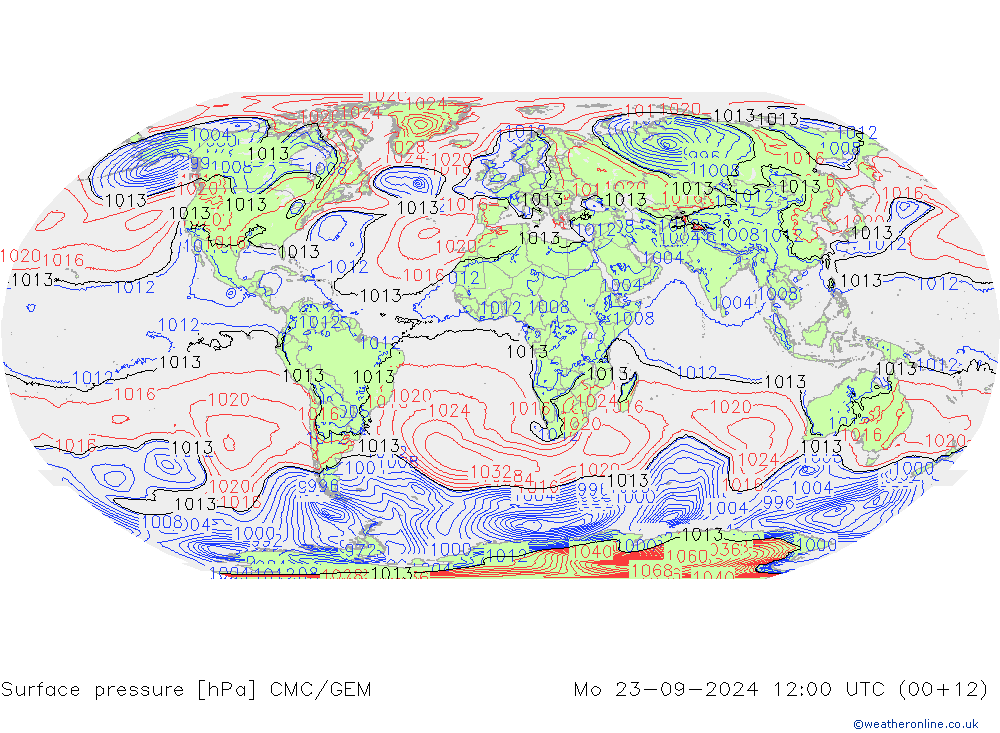 Surface pressure CMC/GEM Mo 23.09.2024 12 UTC