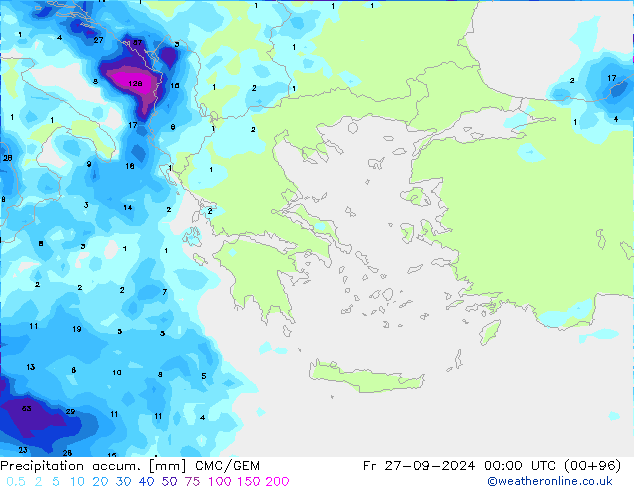 Precipitation accum. CMC/GEM Sex 27.09.2024 00 UTC