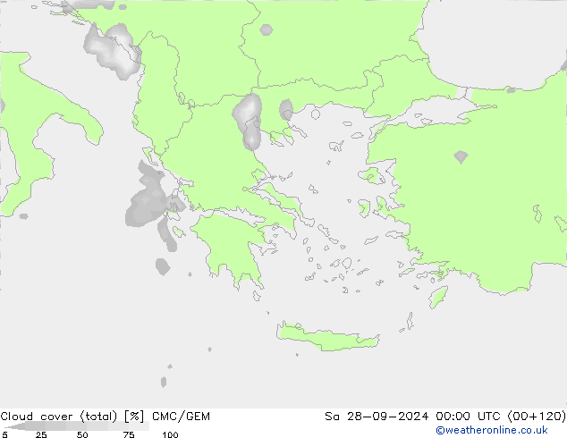 Nuages (total) CMC/GEM sam 28.09.2024 00 UTC