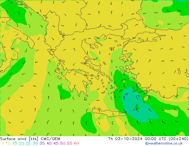 Wind 10 m CMC/GEM do 03.10.2024 00 UTC