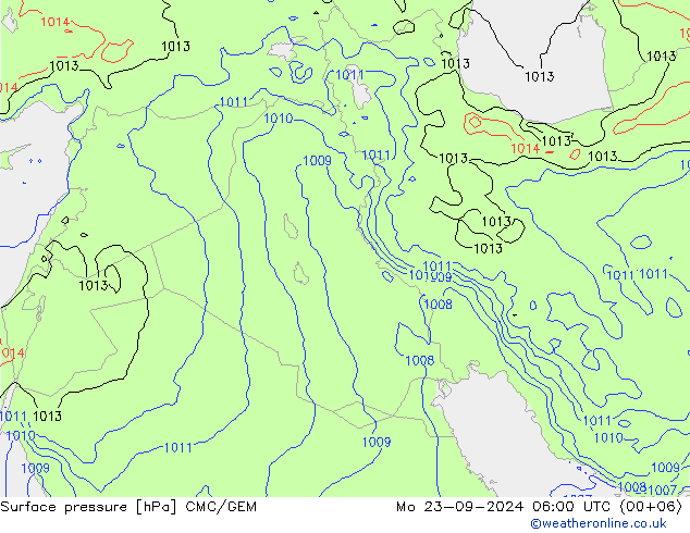 Surface pressure CMC/GEM Mo 23.09.2024 06 UTC