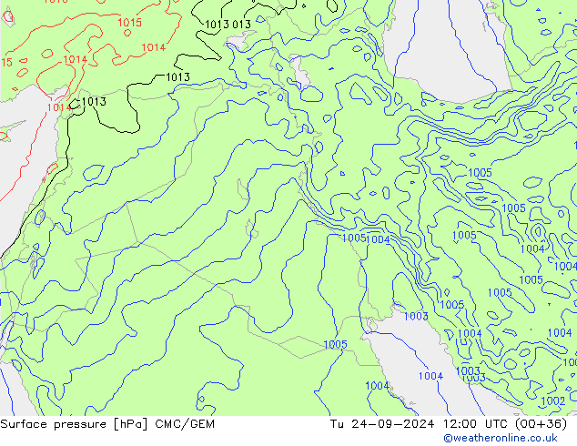 Surface pressure CMC/GEM Tu 24.09.2024 12 UTC