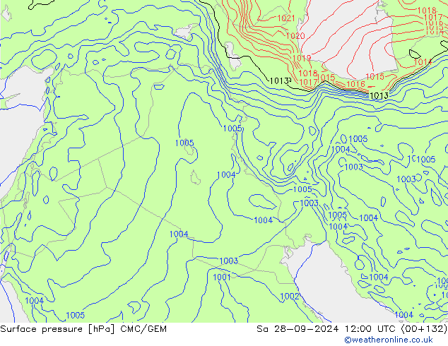 Surface pressure CMC/GEM Sa 28.09.2024 12 UTC