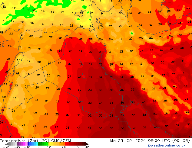 Temperatura (2m) CMC/GEM lun 23.09.2024 06 UTC