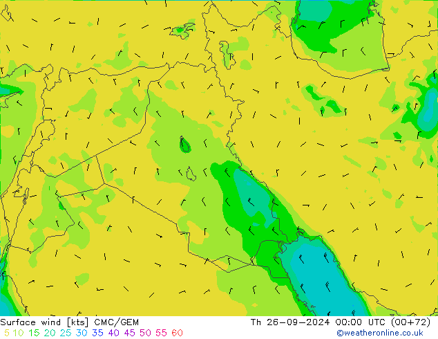 Wind 10 m CMC/GEM do 26.09.2024 00 UTC