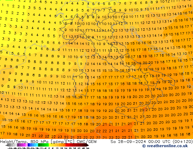 Height/Temp. 850 hPa CMC/GEM Sa 28.09.2024 00 UTC