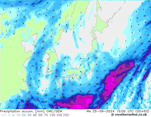 Totale neerslag CMC/GEM wo 25.09.2024 15 UTC