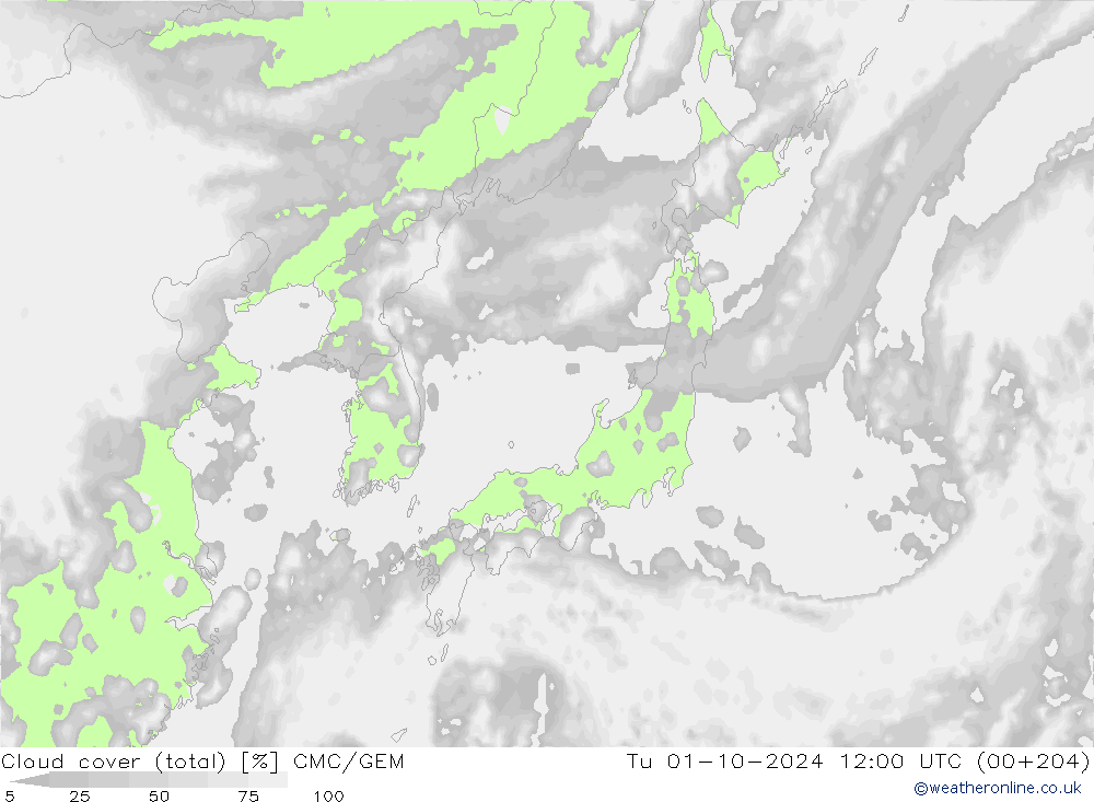 Nubes (total) CMC/GEM mar 01.10.2024 12 UTC