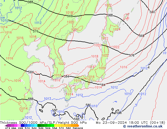 Theta-e 850hPa CMC/GEM lun 23.09.2024 18 UTC