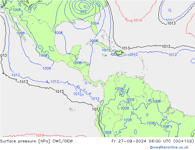 Pressione al suolo CMC/GEM ven 27.09.2024 06 UTC