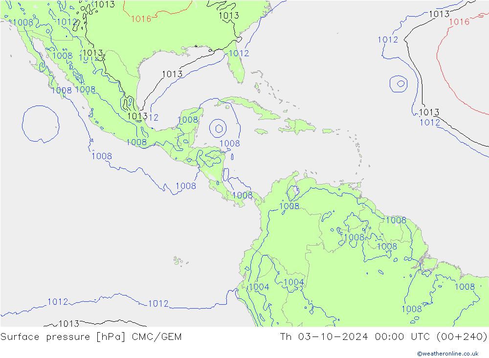 Surface pressure CMC/GEM Th 03.10.2024 00 UTC