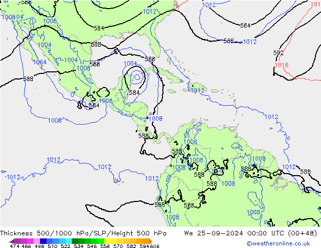 Theta-e 850hPa CMC/GEM mer 25.09.2024 00 UTC