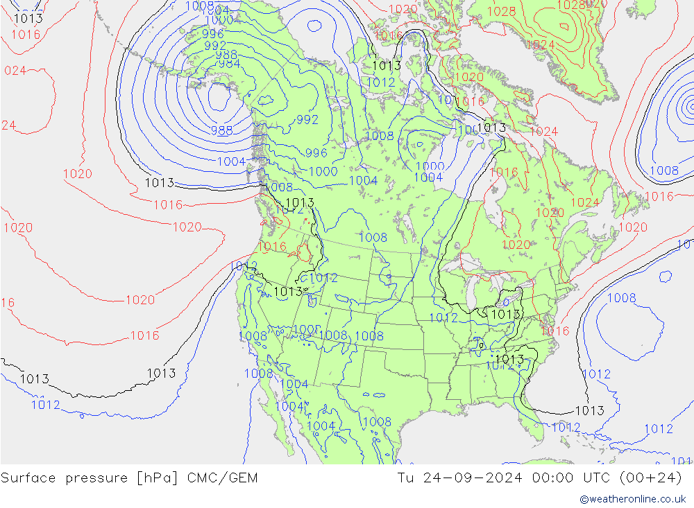 приземное давление CMC/GEM вт 24.09.2024 00 UTC