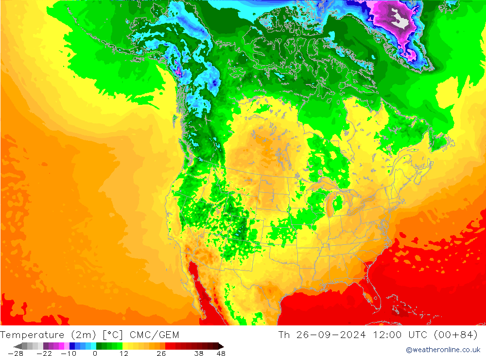 Temperatura (2m) CMC/GEM gio 26.09.2024 12 UTC