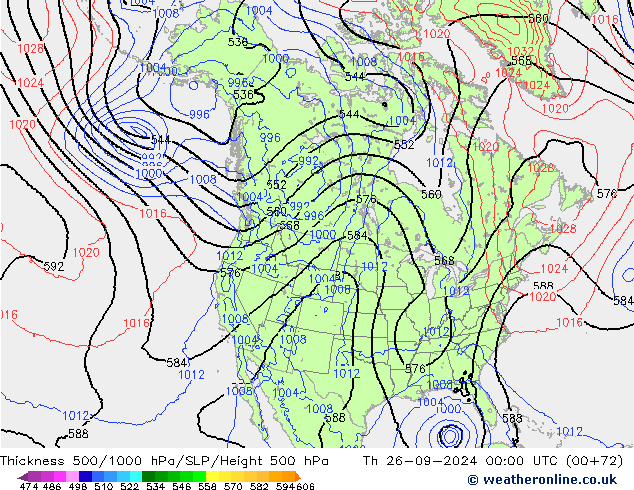 Theta-e 850hPa CMC/GEM jue 26.09.2024 00 UTC