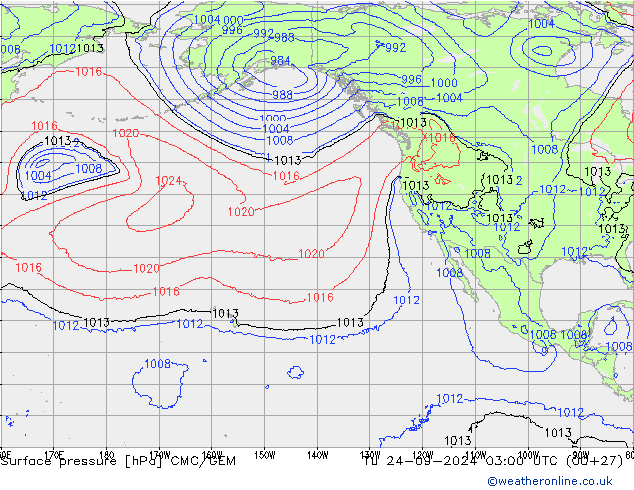 Surface pressure CMC/GEM Tu 24.09.2024 03 UTC