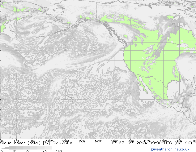 Bewolking (Totaal) CMC/GEM vr 27.09.2024 00 UTC