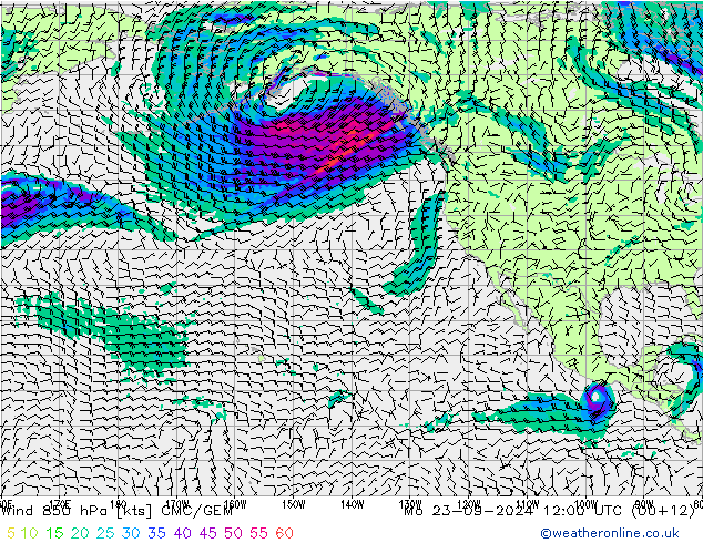 Wind 850 hPa CMC/GEM Mo 23.09.2024 12 UTC