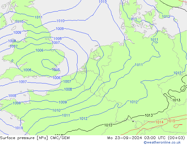 Surface pressure CMC/GEM Mo 23.09.2024 03 UTC