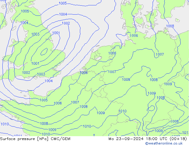 地面气压 CMC/GEM 星期一 23.09.2024 18 UTC