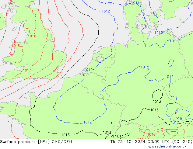 Surface pressure CMC/GEM Th 03.10.2024 00 UTC