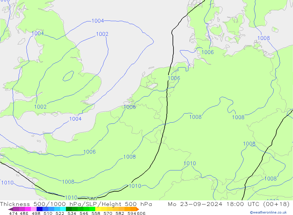 Theta-e 850hPa CMC/GEM Po 23.09.2024 18 UTC