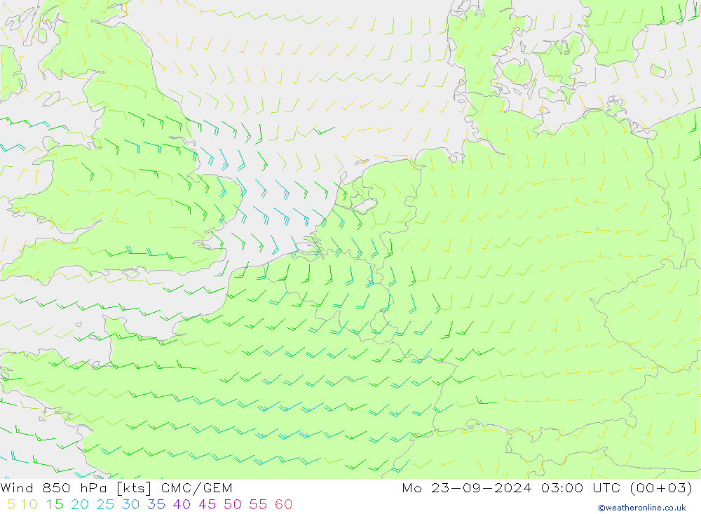 Wind 850 hPa CMC/GEM ma 23.09.2024 03 UTC