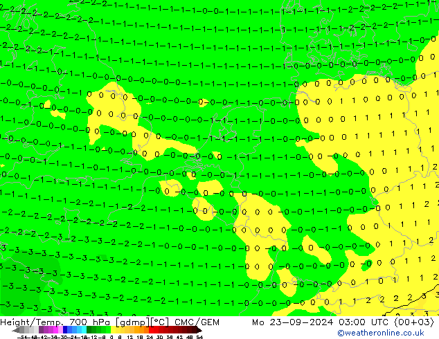 Height/Temp. 700 hPa CMC/GEM Seg 23.09.2024 03 UTC