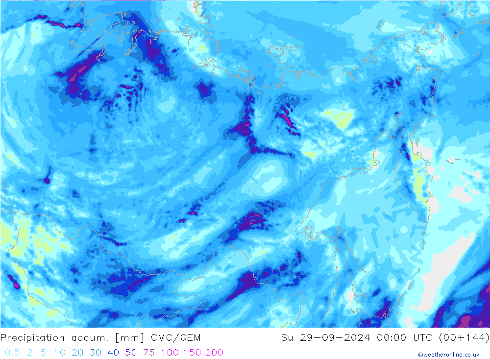 Precipitation accum. CMC/GEM  29.09.2024 00 UTC