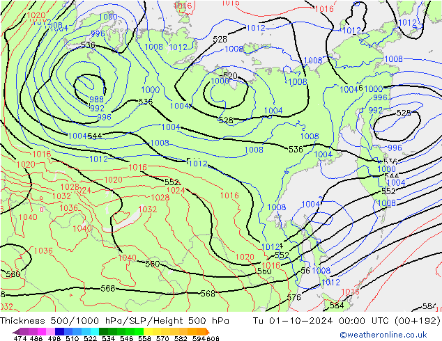 Theta-e 850hPa CMC/GEM Ter 01.10.2024 00 UTC