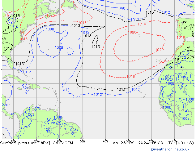 Luchtdruk (Grond) CMC/GEM ma 23.09.2024 18 UTC