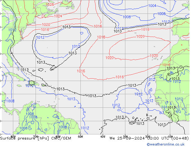 Luchtdruk (Grond) CMC/GEM wo 25.09.2024 00 UTC