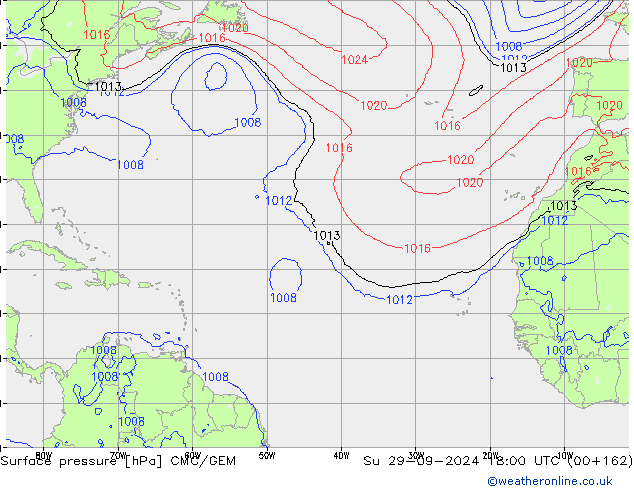 Pressione al suolo CMC/GEM dom 29.09.2024 18 UTC